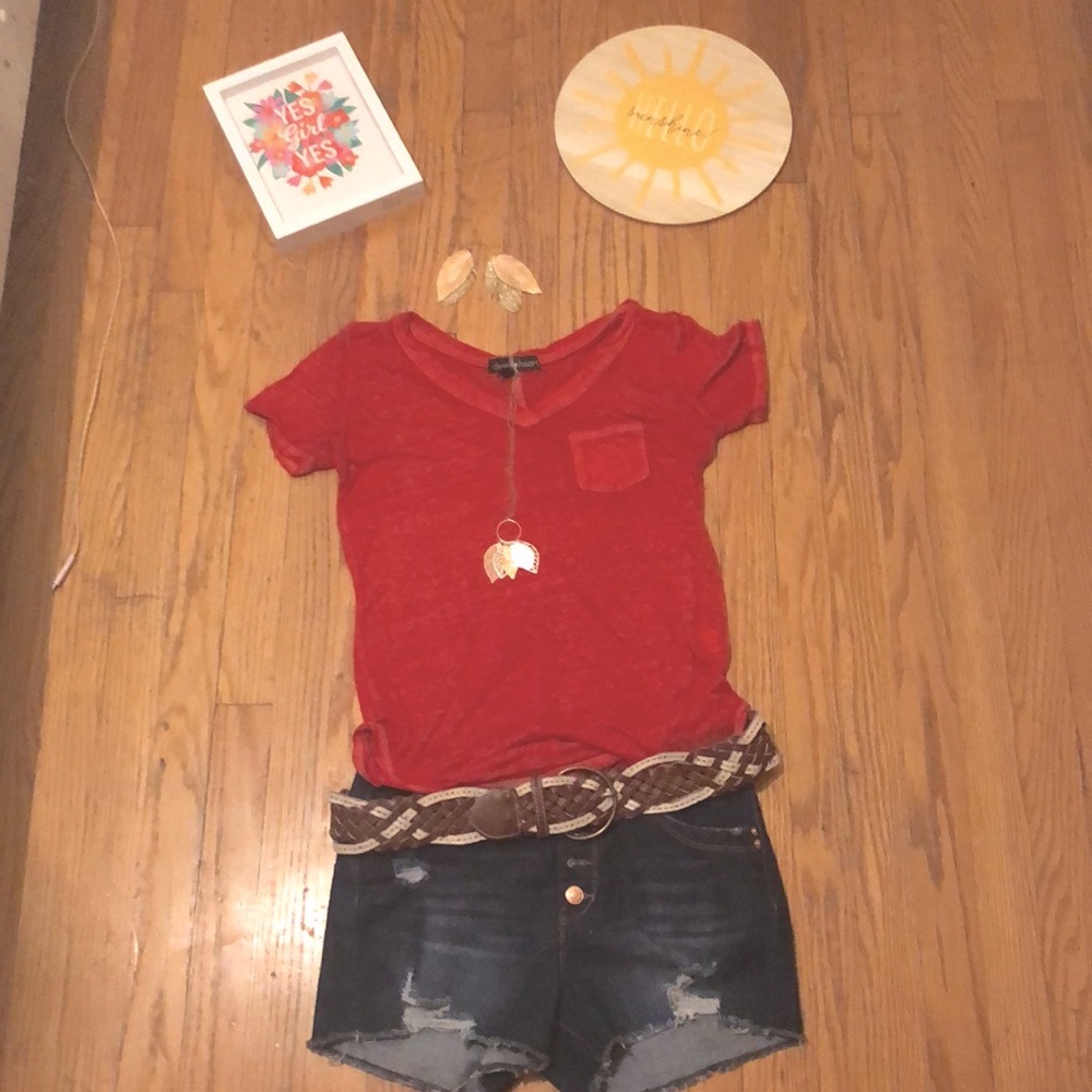 Destroyed dark denim button up shorts w/ butt lift